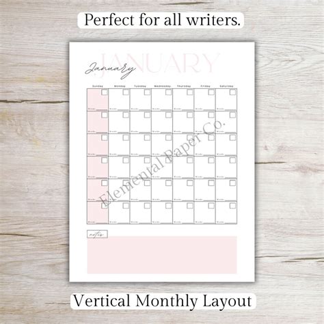 Monthly Word Count Tracker For Writers Etsy