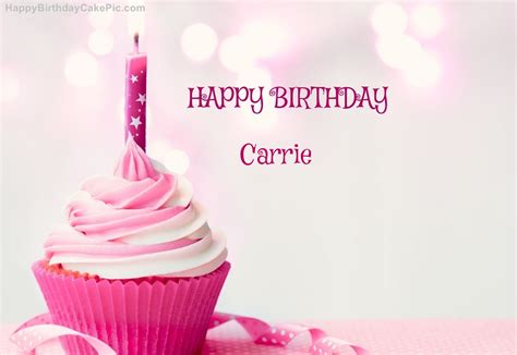 Happy Birthday Cupcake Candle Pink Cake For Carrie