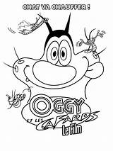 Oggy Cockroaches Coloring Pages Kids Cute Children Color Justcolor sketch template