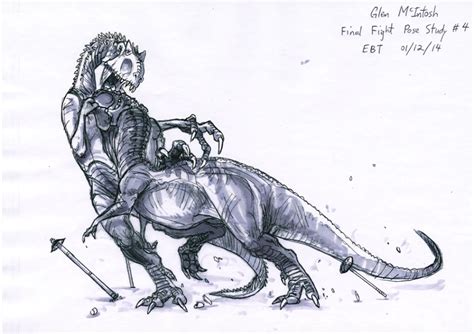 Jurassic World Concept Art Irex Vs Rexy Pose By