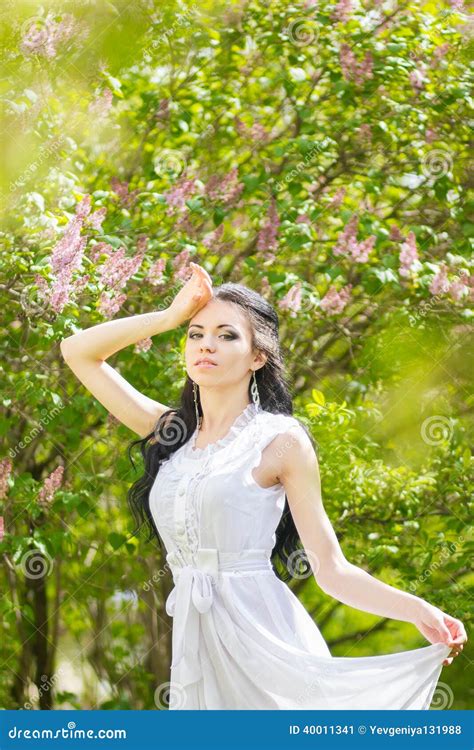 Beautiful Young Brunette Posing In Nature Stock Image Image Of Long