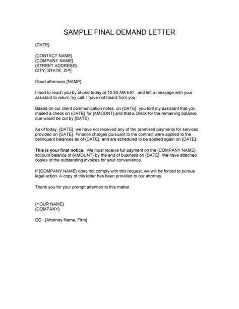 strong demand letter templates  samples templatelab