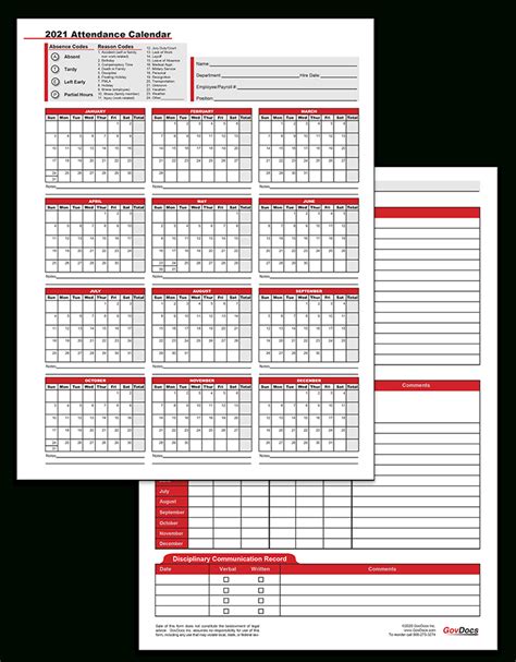 attendance calendar calendar printables  blank