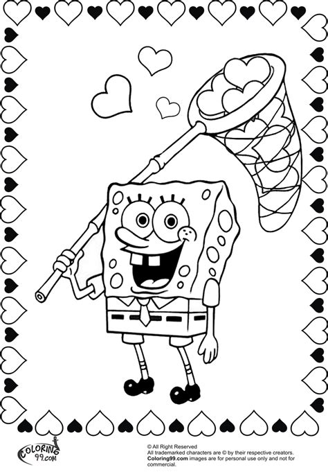 spongebob coloring pages  valentines day team colors