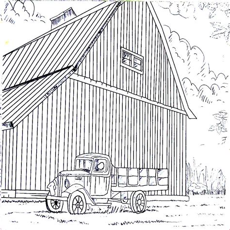 large barn  truck country living coloring book printable page