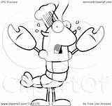 Scared Chef Crawdad Mascot Lobster Character Clipart Cartoon Cory Thoman Outlined Coloring Vector 2021 sketch template