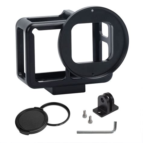 cnc aluminum alloy protective case mount  gopro hero   camera  mm uv lens backdoor