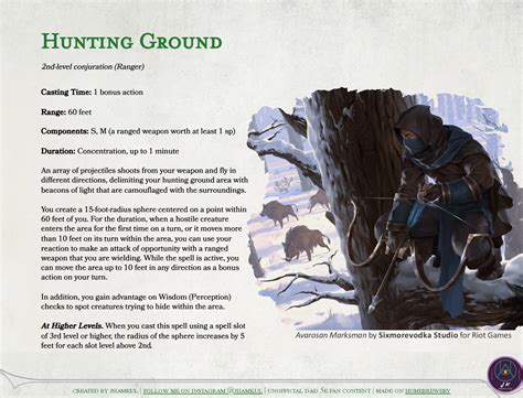 oc spell hunting ground  level conjuration create  zone