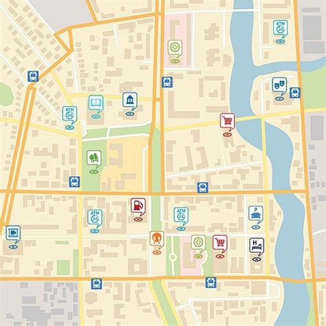 city map  typical poi city map travel icon bus stop