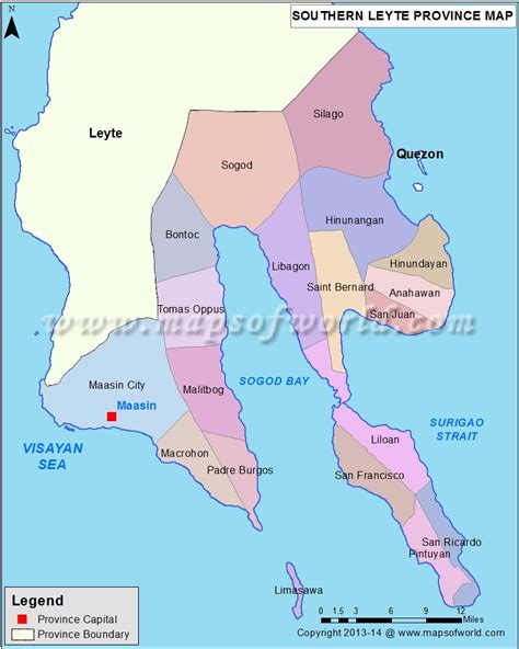 southern leyte map travel   philippines