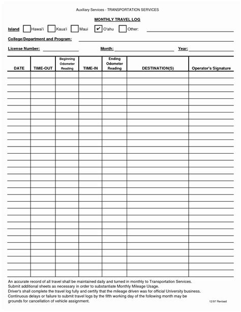 driver trip sheet template elegant   student driving log template