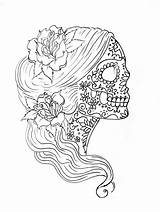Coloring Skull Pages Sugar Mindfulness Colouring Drawing Sheets Printable Girl Female Woman Simple Adults Girly Mindful Adult Print Candy Getdrawings sketch template