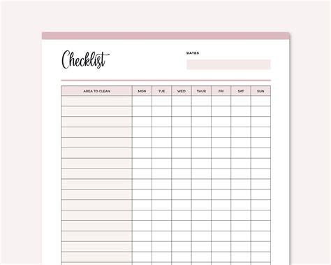 printable cleaning checklist daily cleaning list cleaner etsy