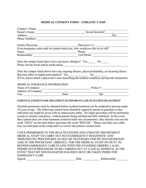 medical consent form sample  word   formats