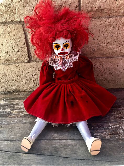 ooak sitting red clown creepy horror doll art  christie creepydolls walmartcom walmartcom