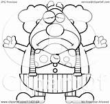 Clown Sad Cartoon Clipart Chubby Circus Thoman Cory Coloring Outlined Vector Royalty sketch template