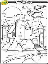 Coloring Castle Dragon Pages Crayola Medieval Flying Above Kids Printable Creatures Colouring Castles Drawings Print Sheet Sheets Hogwarts Imaginary Shield sketch template