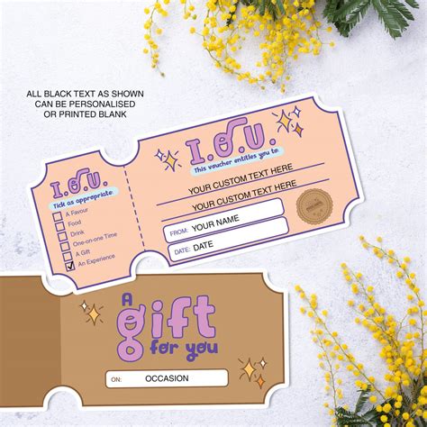 printable personalised iou  owe  coupon voucher templates mama