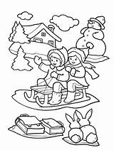 Winter Coloring Pages Printable Kids Print Seasons Clothes A4 Wonder Sledding sketch template