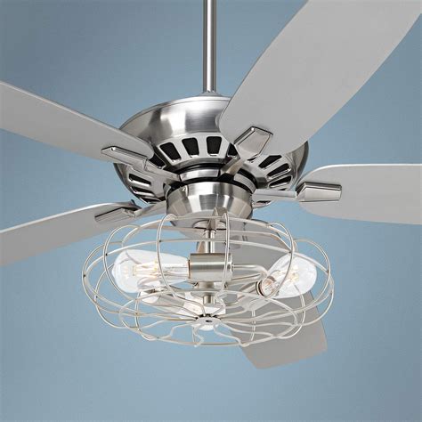 journey brushed nickel industrial cage led ceiling fan
