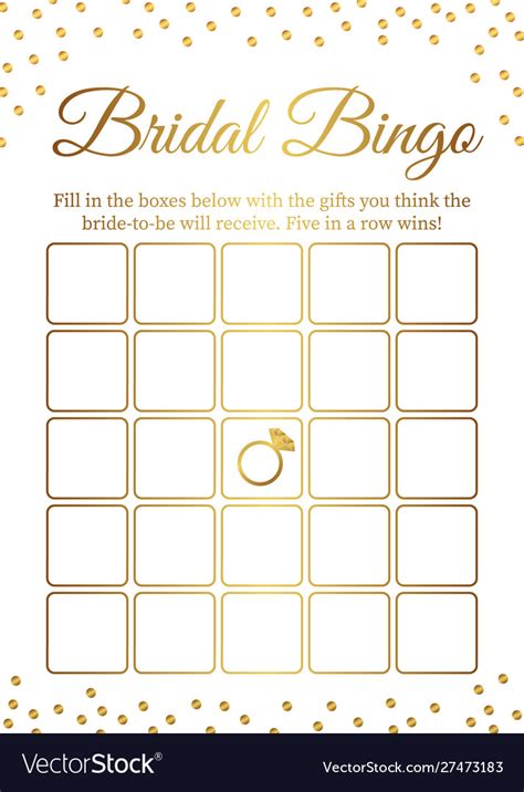 bridal bingo card template bridal shower bingo vector image