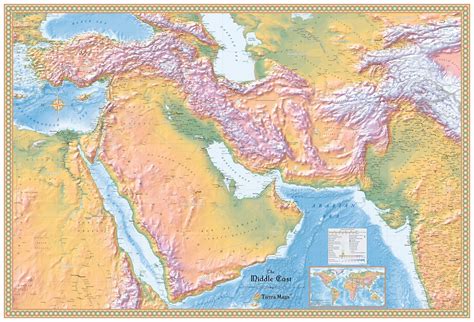 middle east physical wall map mapscomcom