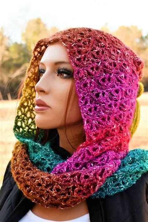Lace Jewels Hooded Scarf Free Crochet Pattern Crochetkim™