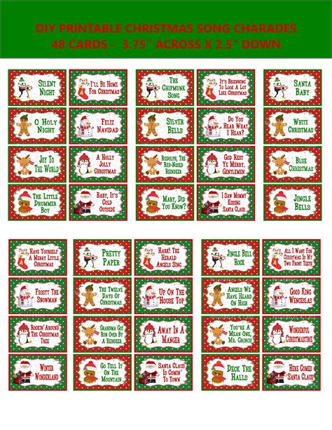 christmas charades printable cards images   finder
