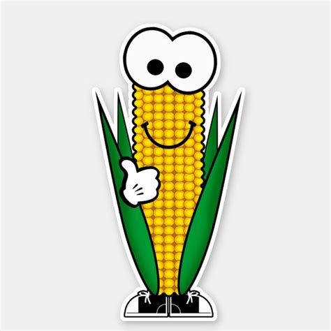 Cutie Cartoon Corn On The Cob Vinyl Sticker