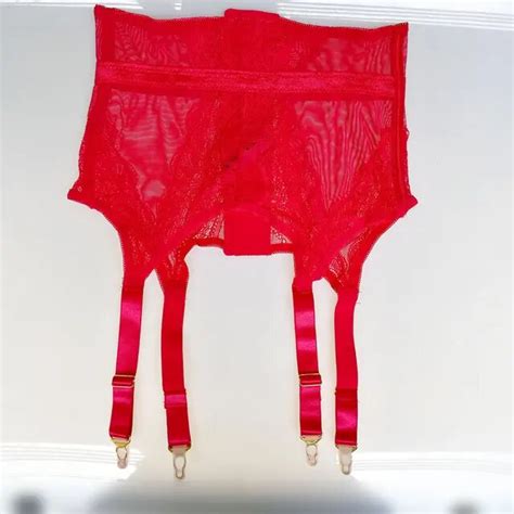 Sexy Garters Red Lace Flower Women Sexy Suspender Belts High Waist Wide
