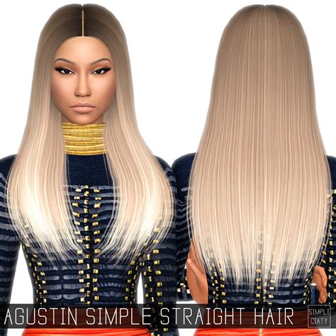 simpliciaty augustin simple straight hair retextured sims  hairs