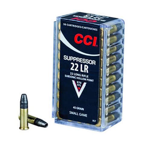 cci suppressor 22 lr 45 grain subsonic hp ammo 50 kittery trading post