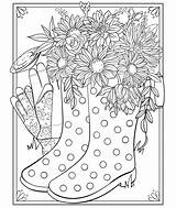 Coloring Boots Crayola Flowers Spring Pages Printable Sheets Summer April May Adult Colouring Color Flower Garden Sheet Book Print Mandala sketch template
