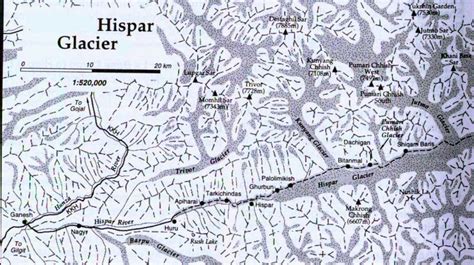 Map And Photograph Of The Hispar Glacier Region Of The Pakistan