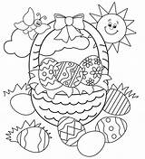 Easter Basket Coloring Pages Eggs Kids sketch template