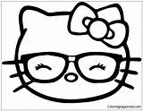 Kitty Hello Nerd Glasses Coloring Geek sketch template