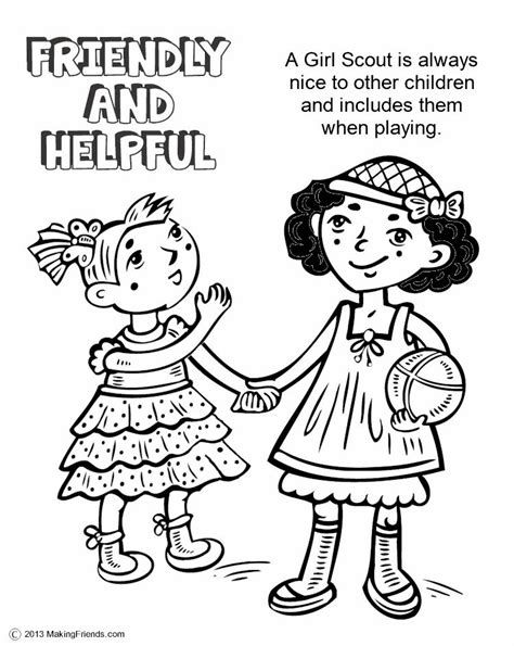girl scout law friendly  helpful coloring page
