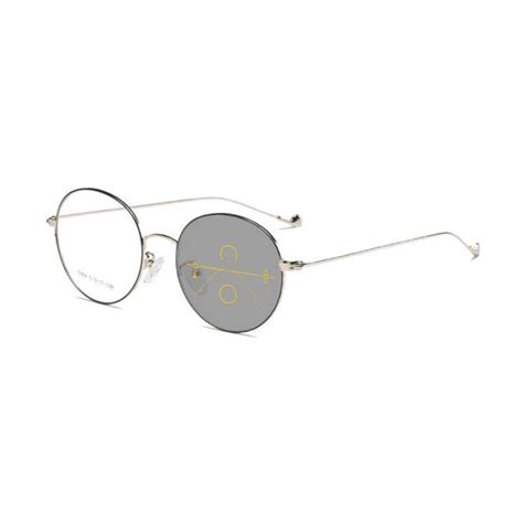 Mincl Retro Round Ultra Light Progressive Reading Glasses Metal Fashion