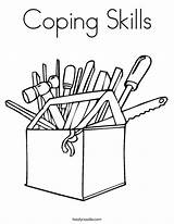 Coloring Coping Skills Tool Box Print sketch template