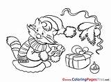 Coloring Cat Printable Scarf Year Sheets Sheet Pages Title sketch template