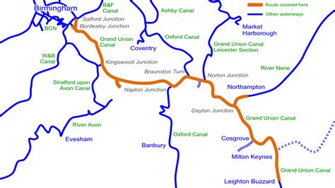 grand union canal north maps waterway routes