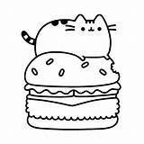 Pusheen Kleurplaat Hamburger Broodje Donut Leuke sketch template