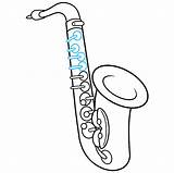 Saxophone Draw Drawing Step Easy sketch template