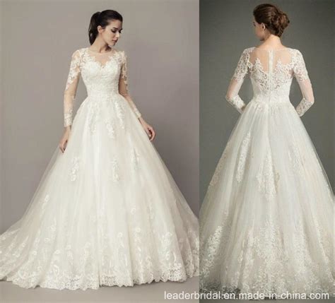 China Lace Bridal Ball Gowns Long Sleeves Arabic Puffy Wedding Dresses