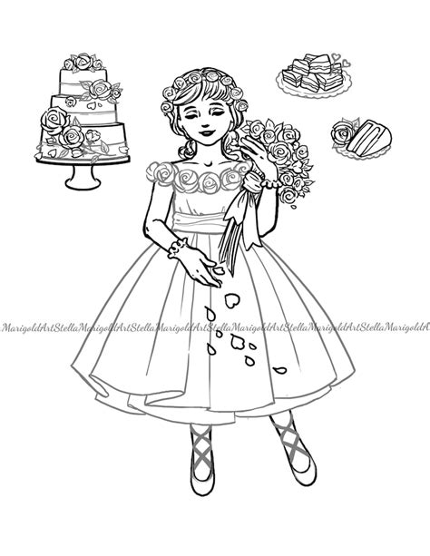 flower girl coloring pages etsy