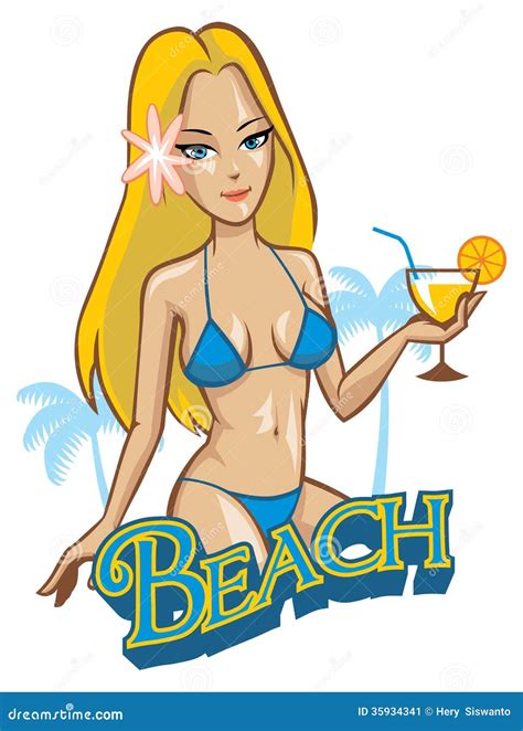 Beach Girl Wearing Bikini Stock Vector Illustration Of Makeup 35934341