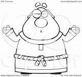 Monk Chubby Shrugging Coloring Clipart Cartoon Outlined Vector Thoman Cory Royalty sketch template