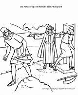 Vineyard Workers Coloring Pages Parable Jesus Parables Bible Printables Go sketch template