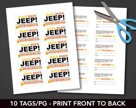 duck duck jeep tags editable  printable template etsy