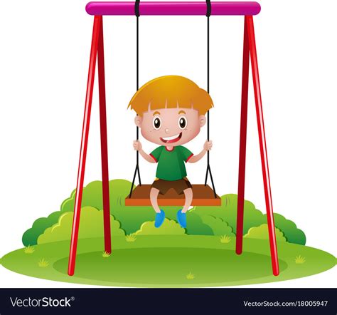 happy boy  swing royalty  vector image vectorstock